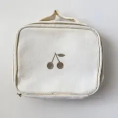 Bonpoint ボンポワン チェリー刺繍 バニティポーチ ホワイト ベロアのサムネイル