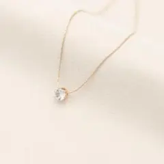 一粒ネックレス ピンクゴールド ジルコニア約5mm(0.5ct相当)