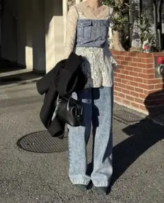 AMERI VINTAGE BUSTIER DENIM SET ROMPERS