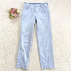 【AMACA】 テーパードパンツ カジュアルパンツ (S) ライトブルーのサムネイル