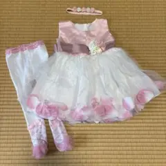 ベビードレスセット　80センチ　ヘアバンド　コサージュ　タイツ付き