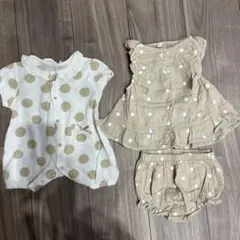 ベビー服セット ドット柄 バースデー　ホワイト　ベージュ西松屋　60 70 80