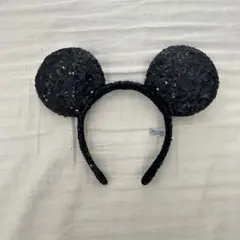ミッキー ミニー ディズニー カチューシャ 黒 スパンコール