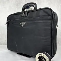 A4可 美品 PRADA ナイロン 2WAY ビジネスバッグ 3角プレート 黒
