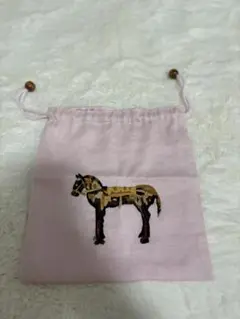 馬の刺繍付き巾着袋