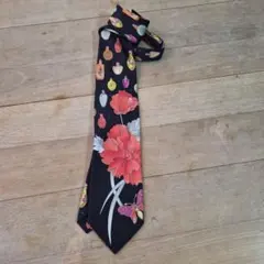 LEONARD 花柄シルクネクタイ 黒のサムネイル