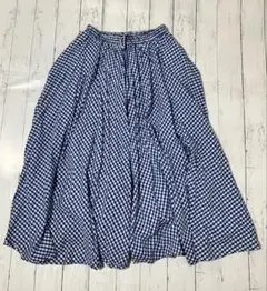 青と白のギンガムチェック フレアスカート