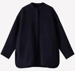 美品】かぐれ kagure ウールステンカラーショートコート ネイビー