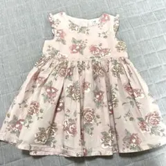 H&M 80cm 花柄ワンピース　お姫様　女の子　夏コーデ　ピンク