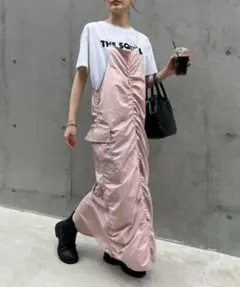 CIAOPANIC TYPY 光沢ナイロンギャザーカーゴキャミワンピース