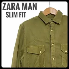 ZARA MAN スリムフィット オリーブ カーキ 長袖シャツ サイズS