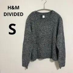 H＆M エイチアンドエム スペックル柄 ニット クルーネック グレー S