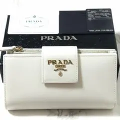PRADA プラダ サフィアーノレザー 二つ折り財布 ホワイト系 付属品有り