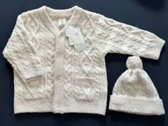 【XXS90~100サイズ】ジェラートピケ　ベビモコカーディガン＆ニットキャップ