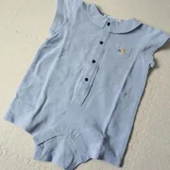 美品☆ファミリア 襟付きロンパース 半袖 80 ライトブルー 水色 カバーオール