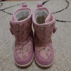 ピンク 花柄 リボン付き 子ども用スノーブーツ