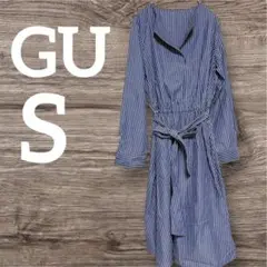 GU ストライプ柄ワンピース (S)ネイビー系