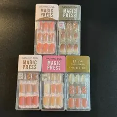 【早い者勝ち】ピンク系ダッシングディバ　マジックプレス　ネイルチップ 5個セット