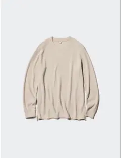 UNIQLO ワッフルロンT M ベージュ