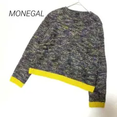 MONEGAL モネガル 長袖 セーター ニット イエロー バイカラー 40