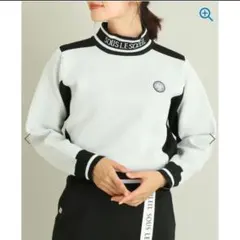 ソルソレイユ　ロゴカラーブロッキングニット　グレー　ゴルフウェアのサムネイル