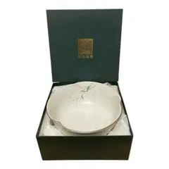 前畑陶器 庫山窯 美濃焼 輪花 大鉢 盛鉢 菓子鉢 草花柄 金彩 箱付き