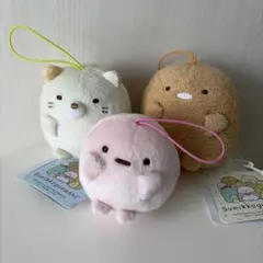 すみっコぐらし　ばんざいゴムひも付きマスコット　とんかつ　ねこ　たぴおか　3点