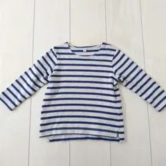【未着用】無印 長袖カットソー 青とグレーのストライプ 100
