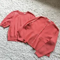 美品✨組曲【洗える】カーディガン×半袖プルオーバーニット　アンサンブル2点セット