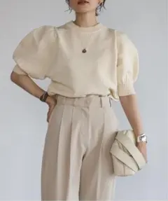 BONJOUR SAGAN アイボリー パフスリーブニット