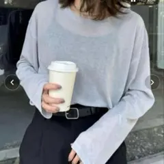 チャオパニックティピー シアー トップス サイドスリット グレー