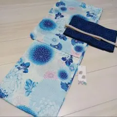 新品☆呉服屋♪綿麻！大人清楚な丸菊　上品な夏着物　浴衣３点セット