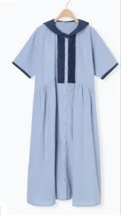 お値下げ中SM2 セーラー襟前立てレース配色ワンピース キナリ