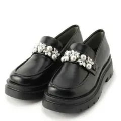 エスペランサ　パール調ビジューローファー　ブラック