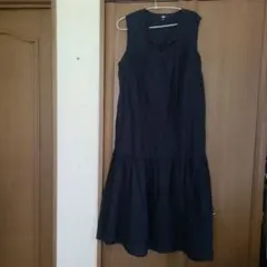 UNIQLO ノースリーブ ロングワンピース ネイビー XL
