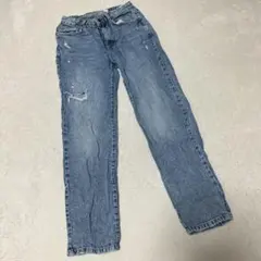 オリジナルストレートジーンズ W28 L32 ダメージ加工