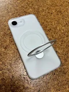 iPhone16e用マットクリア360度回転ゼンマイ式リングスタンドケース
