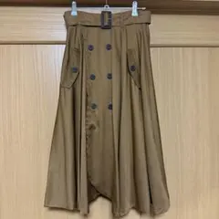 美品YECCA VECCAトレンチ風フレアスカート　ベルト付きキャメルブラウン