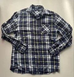チャオパニック　チェック柄フランネルシャツ 長袖 ネイビー