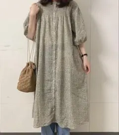 サマンサモスモス　花柄シャーリングワンピース　sm2