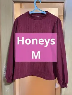 Honeys ハニーズ コルザ バーガンディ ボルドー 長袖 ブラウス M
