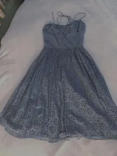 ジルスチュアート　くすみブルーノースリーブワンピース