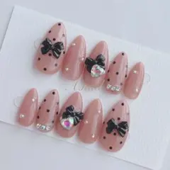 現品1点限りMサイズ❥ワンホン 韓国 量産型 フレンチガーリー ちゅるん ネイル