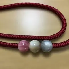帯締め ワインレッドの編み紐 ビーズ付き　1度使用 箱無し