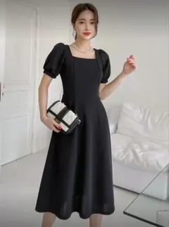 ブラック 半袖　ワンピース　フォーマル