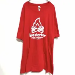 ベラキャンバス ビッグサイズ プリント 半袖 Tシャツ炎 2XL 赤 綿