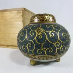 茶道具 床の間飾り　香炉・香合 九谷焼 青粒鉄仙　洸仙作 茶道具 床の間飾り 香炉 九谷焼 青粒鉄仙 洸仙作 - メルカリ