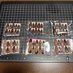 ブラウン系アーモンド型ネイルチップ6セット