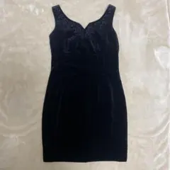 Laura Ashley ローラアシュレイ 黒 ベロアワンピース