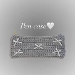 リボンのペンケース　チャック付き